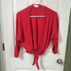 Coral Women's Cropped Front-Tie Sweater